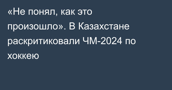 «Не понял, как это произошло». В Казахстане раскритиковали ЧМ-2024 по хоккею