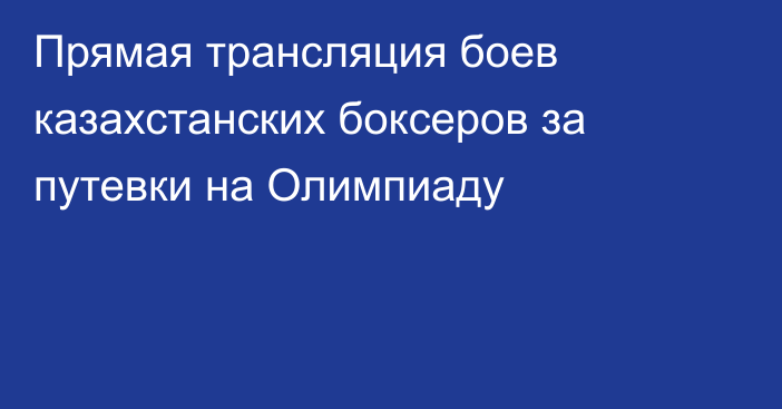 Прямая трансляция боев казахстанских боксеров за путевки на Олимпиаду