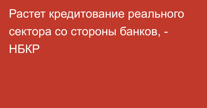 Растет кредитование реального сектора со стороны банков, - НБКР