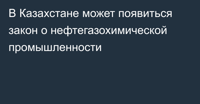 В Казахстане может появиться закон о нефтегазохимической промышленности