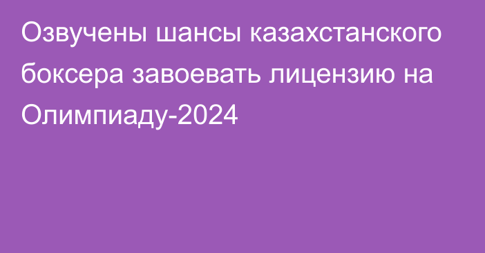 Озвучены шансы казахстанского боксера завоевать лицензию на Олимпиаду-2024