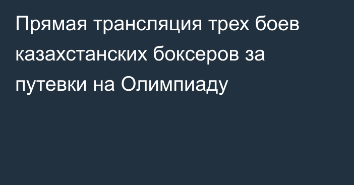 Прямая трансляция трех боев казахстанских боксеров за путевки на Олимпиаду