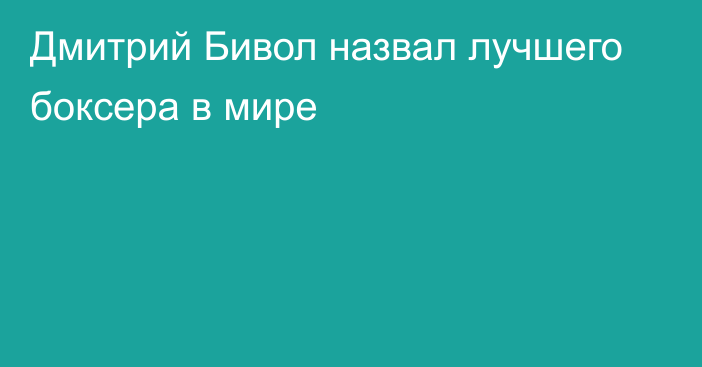 Дмитрий Бивол назвал лучшего боксера в мире