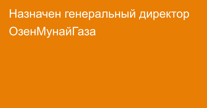 Назначен генеральный директор ОзенМунайГаза