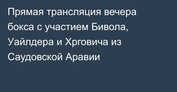 Прямая трансляция вечера бокса с участием Бивола, Уайлдера и Хрговича из Саудовской Аравии