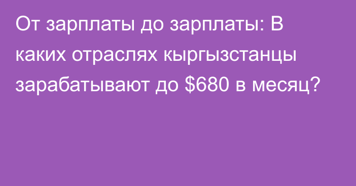 От зарплаты до зарплаты: В каких отраслях кыргызстанцы зарабатывают до $680 в месяц?