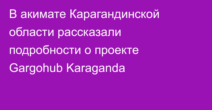 В акимате Карагандинской области рассказали подробности о проекте Gargohub Karaganda