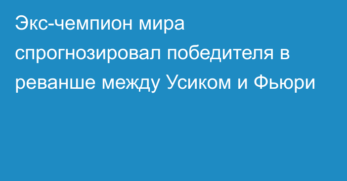 Экс-чемпион мира спрогнозировал победителя в реванше между Усиком и Фьюри