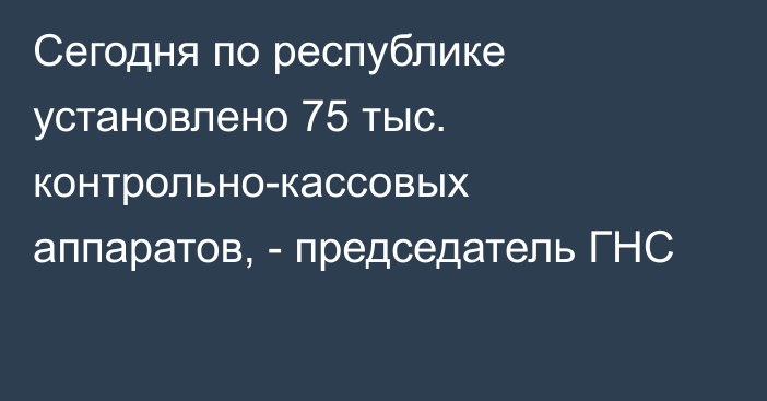 Сегодня по республике установлено 75 тыс. контрольно-кассовых аппаратов, - председатель ГНС 