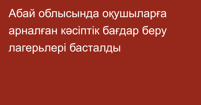 Абай облысында оқушыларға арналған кәсіптік бағдар беру лагерьлері басталды