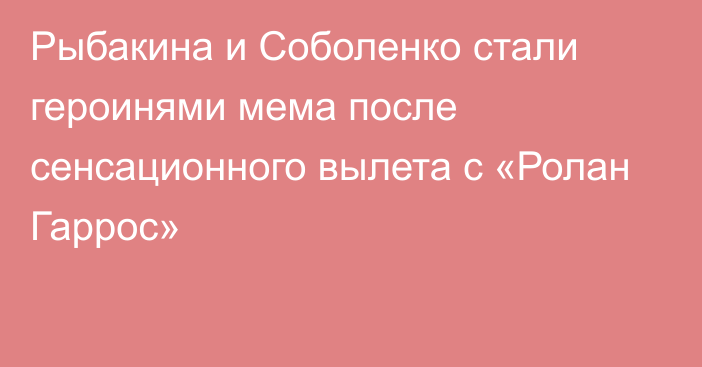 Рыбакина и Соболенко стали героинями мема после сенсационного вылета с «Ролан Гаррос»