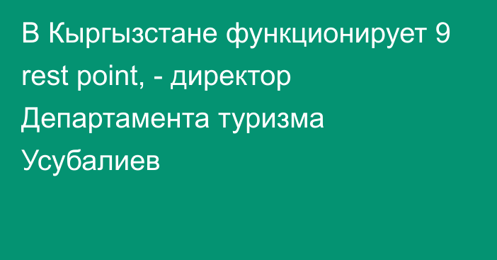 В Кыргызстане функционирует 9 rest point, - директор Департамента туризма Усубалиев