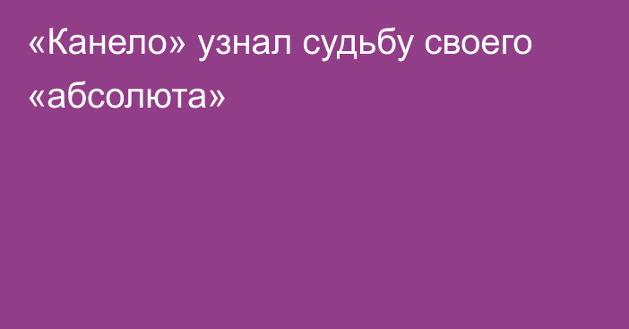 «Канело» узнал судьбу своего «абсолюта»