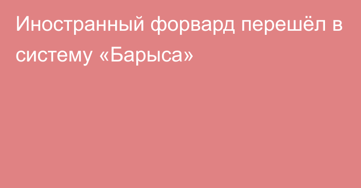 Иностранный форвард перешёл в систему «Барыса»