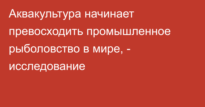 Аквакультура начинает превосходить промышленное рыболовство в мире, - исследование