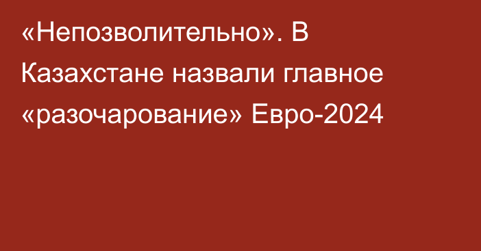 «Непозволительно». В Казахстане назвали главное «разочарование» Евро-2024