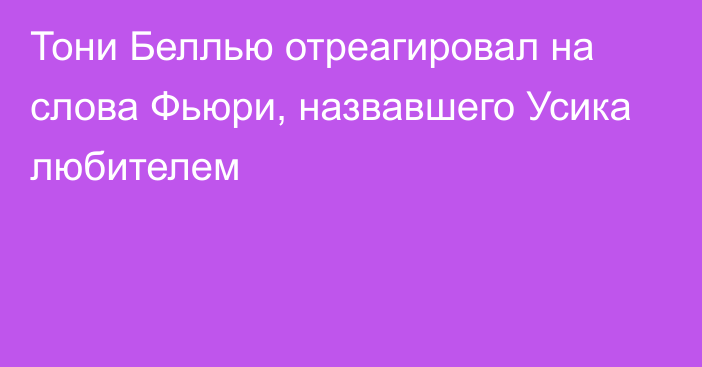 Тони Беллью отреагировал на слова Фьюри, назвавшего Усика любителем