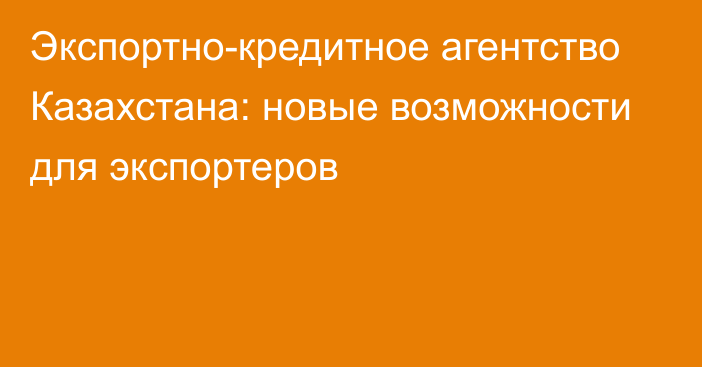 Экспортно-кредитное агентство Казахстана: новые возможности для экспортеров