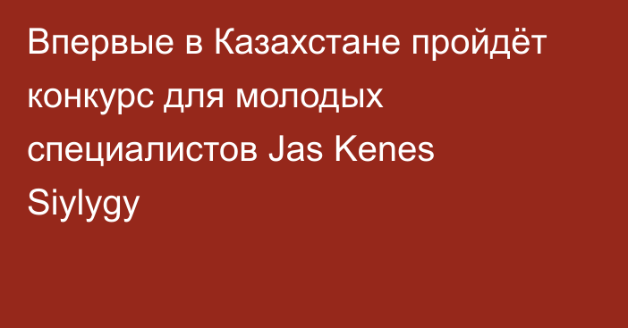 Впервые в Казахстане пройдёт конкурс для молодых специалистов Jas Kenes Siylygy