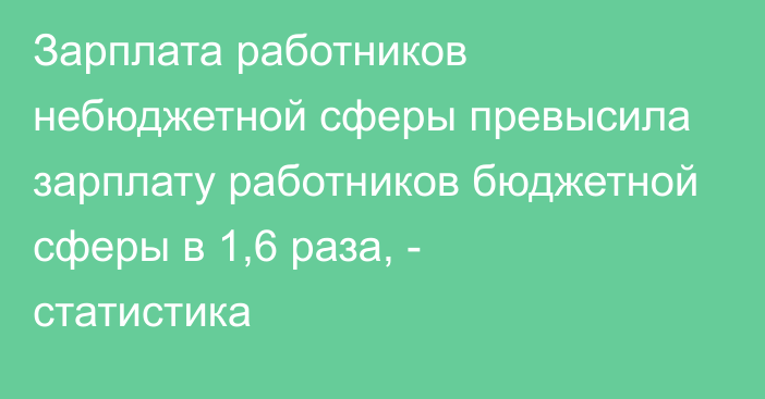 Зарплата работников небюджетной сферы превысила зарплату работников бюджетной сферы в 1,6 раза, - статистика