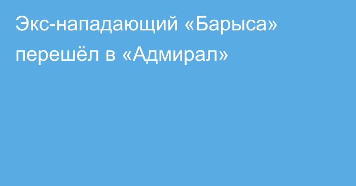 Экс-нападающий «Барыса» перешёл в «Адмирал»