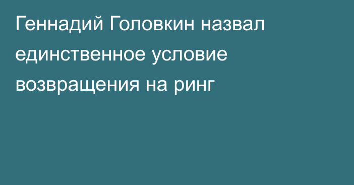 Геннадий Головкин назвал единственное условие возвращения на ринг