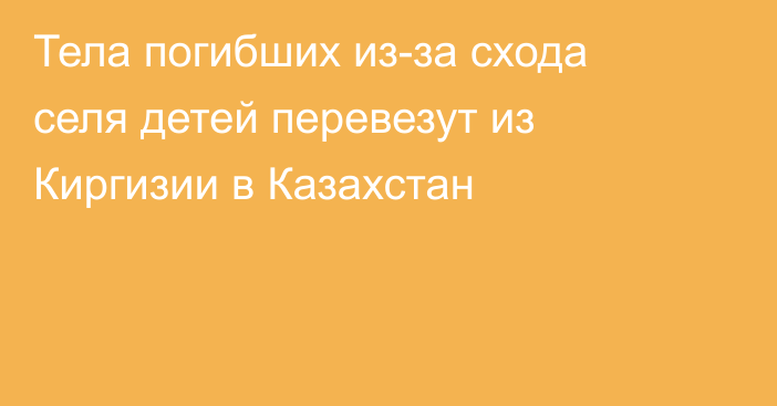 Тела погибших из-за схода селя детей перевезут из Киргизии в Казахстан