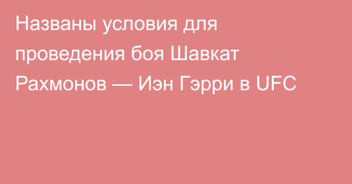 Названы условия для проведения боя Шавкат Рахмонов — Иэн Гэрри в UFC