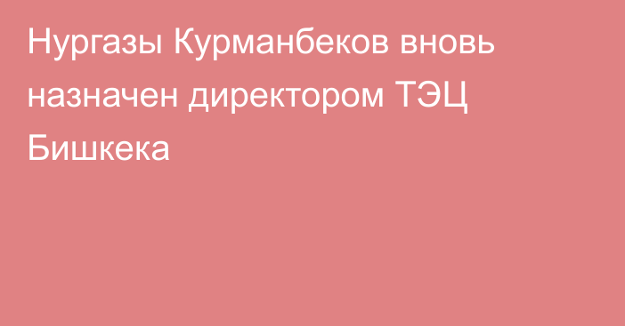 Нургазы Курманбеков вновь назначен директором ТЭЦ Бишкека