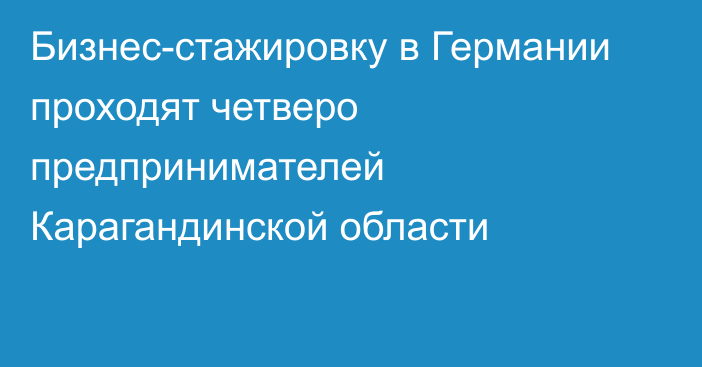 Бизнес-стажировку в Германии проходят четверо предпринимателей Карагандинской области