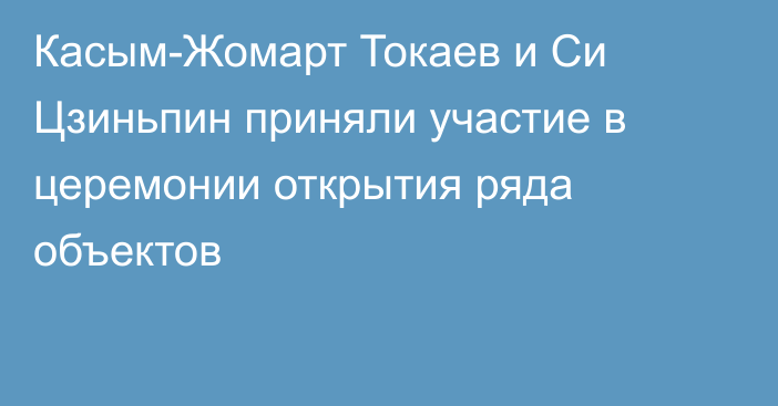 Касым-Жомарт Токаев и Си Цзиньпин приняли участие в церемонии открытия ряда объектов