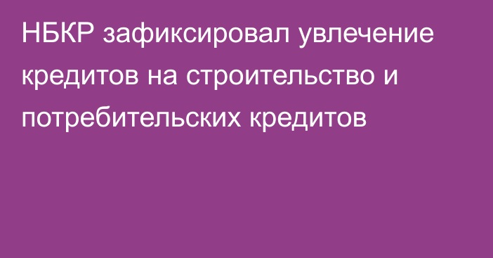 НБКР зафиксировал увлечение кредитов на строительство и потребительских кредитов