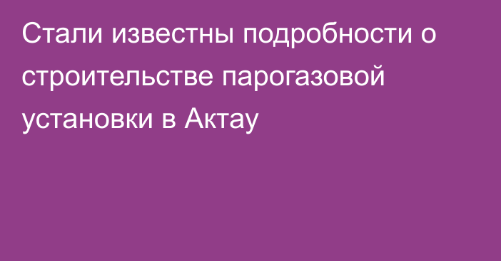 Стали известны подробности о строительстве парогазовой установки в Актау