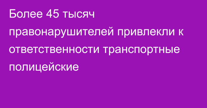 Более 45 тысяч правонарушителей привлекли к ответственности транспортные полицейские