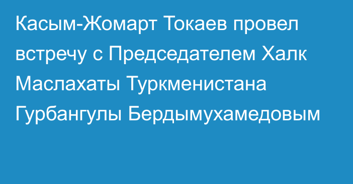 Касым-Жомарт Токаев провел встречу с Председателем Халк Маслахаты Туркменистана Гурбангулы Бердымухамедовым