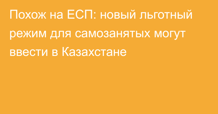 Похож на ЕСП: новый льготный режим для самозанятых могут ввести в Казахстане