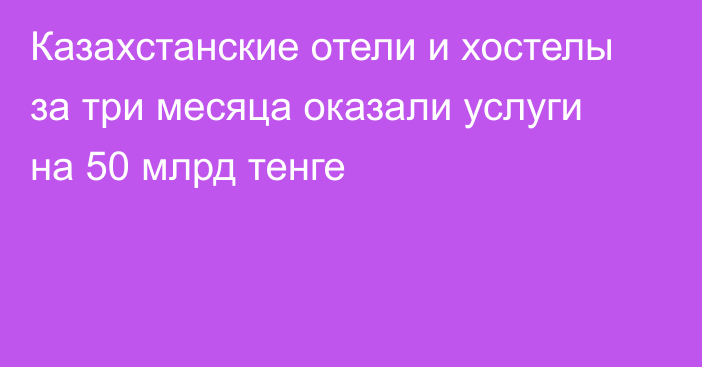 Казахстанские отели и хостелы за три месяца оказали услуги на 50 млрд тенге