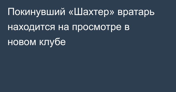 Покинувший «Шахтер» вратарь находится на просмотре в новом клубе