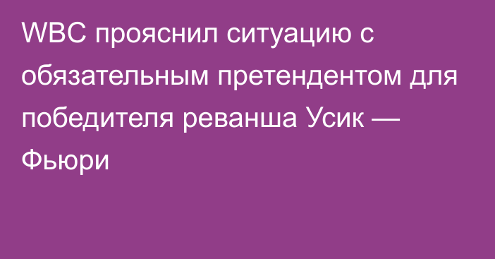 WBC прояснил ситуацию с обязательным претендентом для победителя реванша Усик — Фьюри