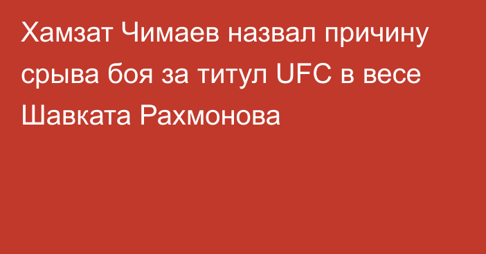 Хамзат Чимаев назвал причину срыва боя за титул UFC в весе Шавката Рахмонова