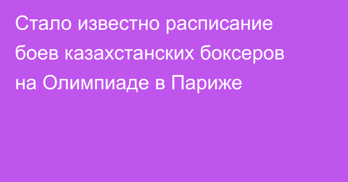 Стало известно расписание боев казахстанских боксеров на Олимпиаде в Париже