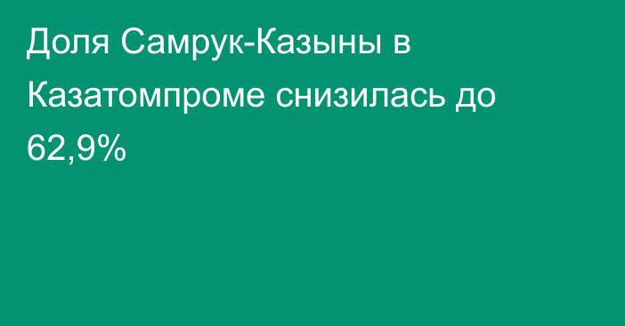 Доля Самрук-Казыны в Казатомпроме снизилась до 62,9%
