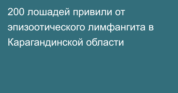 200 лошадей привили от эпизоотического лимфангита в Карагандинской области