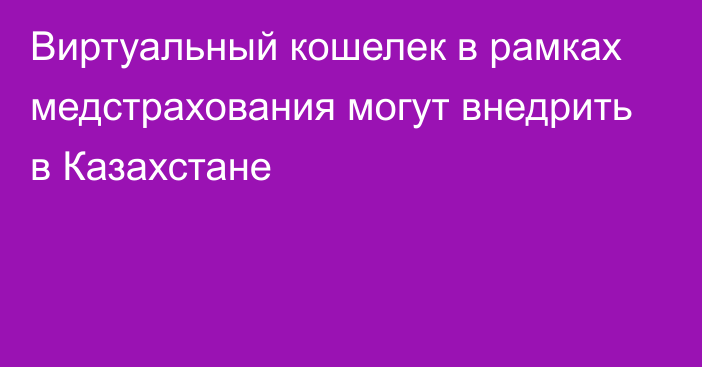 Виртуальный кошелек в рамках медстрахования могут внедрить в Казахстане