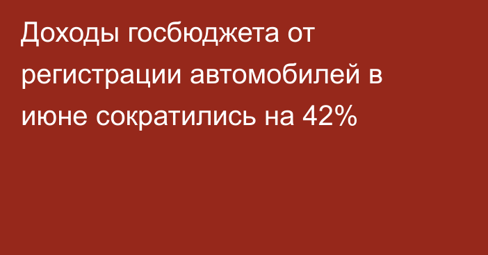 Доходы госбюджета от регистрации автомобилей в июне сократились на 42%