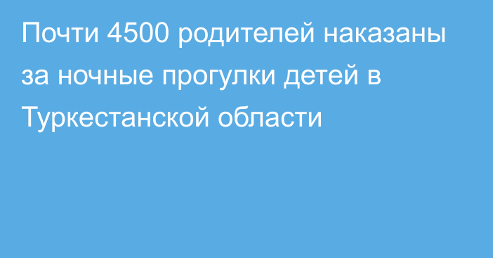 Почти 4500 родителей наказаны за ночные прогулки детей в Туркестанской области