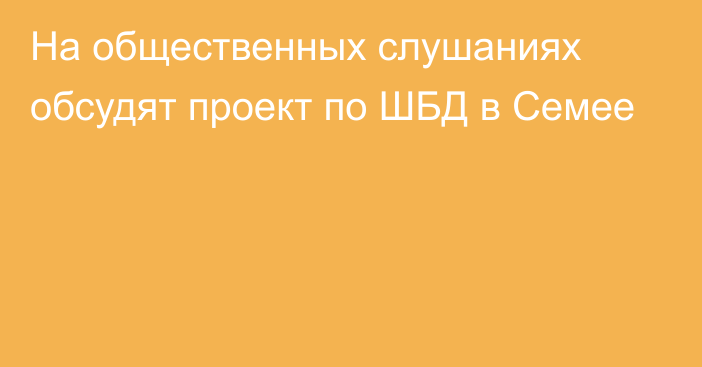 На общественных слушаниях обсудят проект по ШБД в Семее