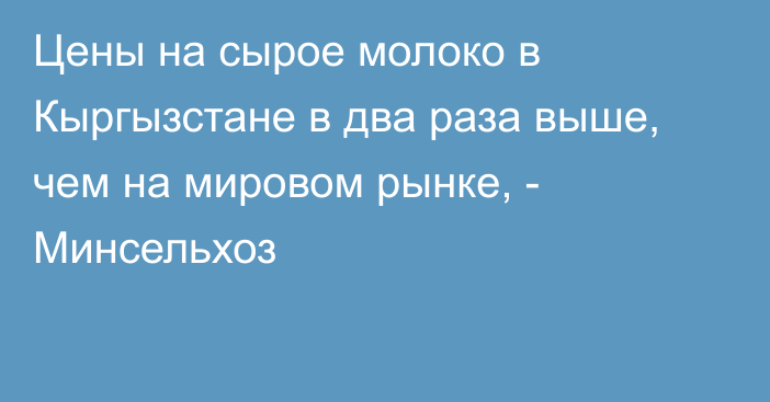 Цены на сырое молоко в Кыргызстане в два раза выше, чем на мировом рынке, - Минсельхоз