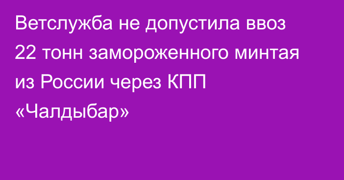 Ветслужба не допустила ввоз 22 тонн замороженного минтая из России через КПП «Чалдыбар»