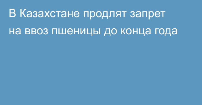 В Казахстане продлят запрет на ввоз пшеницы до конца года